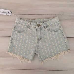 NEW! M.L. Kids Vintage Distressed Wash Girls Frayed Jean Shorts size 6
